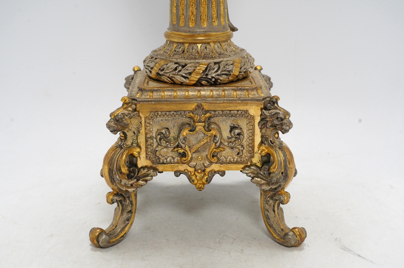 A late 19th century German Columbus Erdglobus globe timepiece, 49cm high. Condition - fair